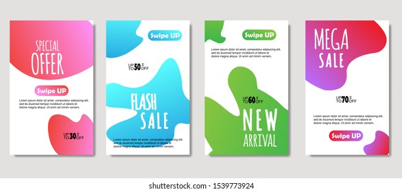 Dynamic abstract fluid mobile for sale banners. Sale banner template design, Mega sale special offer set. design for flyer, gift card,  Poster on wall ,coverbook,  banner, social media 