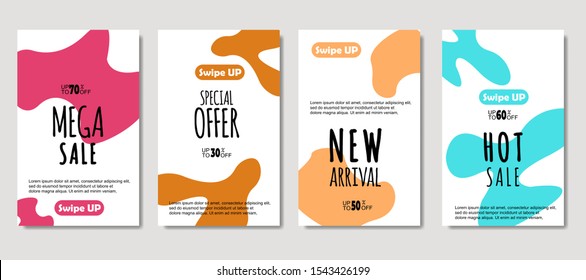 Dynamic abstract fluid mobile for sale banners. Sale banner template design, Mega sale special offer set. design for flyer, gift card,  Poster on wall ,coverbook,  banner, social media ,