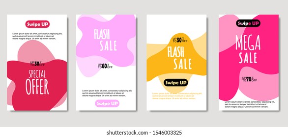 Dynamic abstract fluid mobile for sale banners. Sale banner template design, Mega sale special offer set. design for flyer, gift card,  Poster on wall ,coverbook,  banner, social media ,