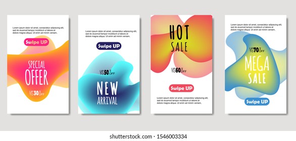 Dynamic abstract fluid mobile for sale banners. Sale banner template design, Mega sale special offer set. design for flyer, gift card,  Poster on wall ,coverbook,  banner, social media ,