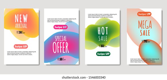 Dynamic abstract fluid mobile for sale banners. Sale banner template design, Mega sale special offer set. design for flyer, gift card,  Poster on wall ,coverbook,  banner, social media ,