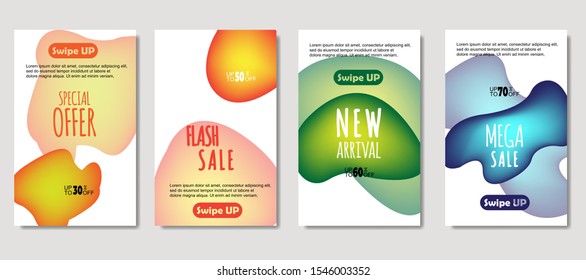 Dynamic abstract fluid mobile for sale banners. Sale banner template design, Mega sale special offer set. design for flyer, gift card,  Poster on wall ,coverbook,  banner, social media ,