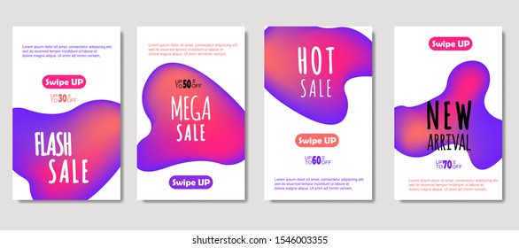 Dynamic abstract fluid mobile for sale banners. Sale banner template design, Mega sale special offer set. design for flyer, gift card,  Poster on wall ,coverbook,  banner, social media ,
