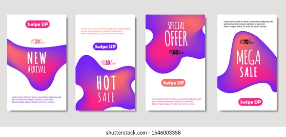 Dynamic abstract fluid mobile for sale banners. Sale banner template design, Mega sale special offer set. design for flyer, gift card,  Poster on wall ,coverbook,  banner, social media ,