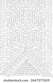 Padrão de mosaico geométrico abstrato dinâmico de retângulos e quadrados sobre fundo branco - Arte digital moderna para design, fundos e projetos criativos, organização de telha intertravada contemporânea
