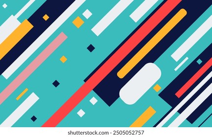 Dynamic Abstract Geometric Pattern with Diagonal Lines and Bold Colors