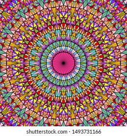 Dynamic abstract geometrical polygonal circular tiled mosaic background - colorful hypnotic vector graphic design from triangle tiles