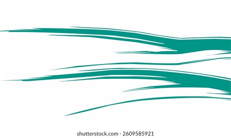 Dynamic abstract green brush stroke lines on white background. Modern vector illustration perfect for banner, poster, motion graphics, or digital artwork.