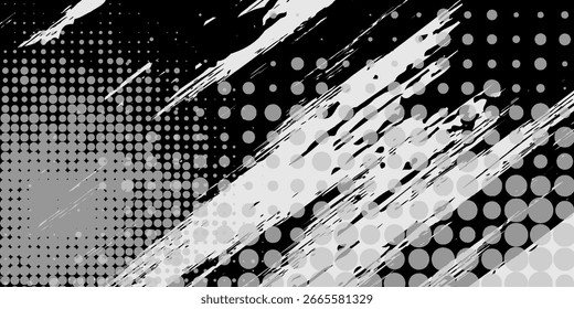 Dynamische abstrakte graue Halbton Pinsel Striche Hintergrund Lebendige moderne künstlerische Textur für digitale Designs kreative Projekte Illustration, Eps.10