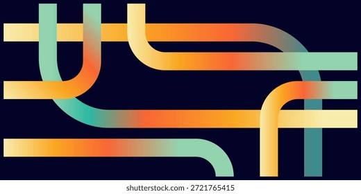 Dynamic abstract illustration of colorful interconnected pathways, symbolizing digital networks and complex system flow