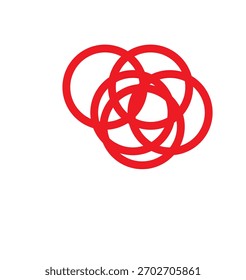 A dynamic, abstract illustration on a white background featuring overlapping red concentric circles forming a complex, interconnected pattern. The design symbolizes networking, collaboration.