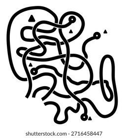 Projeto de nó abstrato dinâmico com linhas fluindo e intrigantes sotaques geométricos, perfeito para a marca moderna.