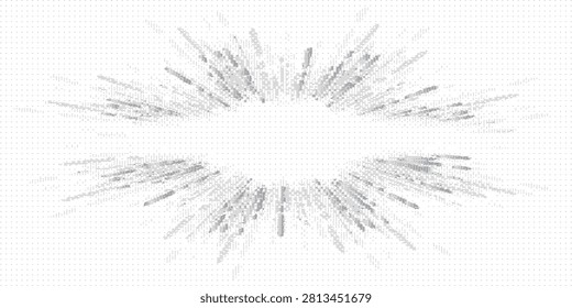Dynamic abstract light burst or explosion effect with radiating lines and particles, creating a sense of motion and energy, isolated on a clean white background.