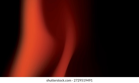 Dynamisches abstraktes Licht mit lebendigem, feurigem Rot und einem warmen orangefarbenen Farbverlauf, der elegante, gekrümmte Linien und sanfte Übergänge auf tiefschwarzem Hintergrund für moderne digitale Kunst und kreative Projekte schafft