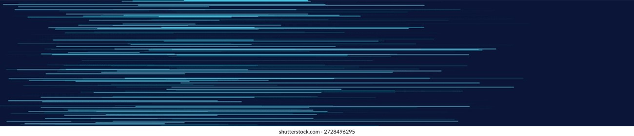 Linhas abstratas dinâmicas em tons azuis variáveis criam um padrão inspirado pela tecnologia em uma tela escura.