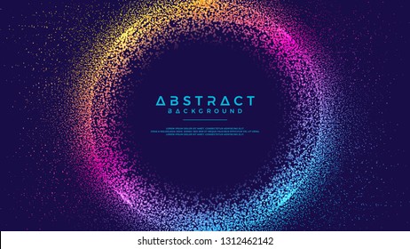 Dynamic abstract liquid flow particles background. Abstract particles circle background. Eps10 Vector background.