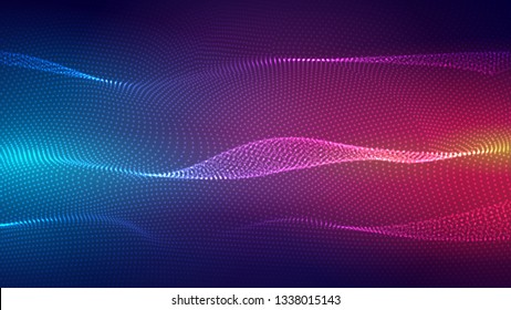 Dynamic abstract liquid flow particles background. Shining abstract particle flow background. Futuristic background with dots combination. Eps10 Vector background.