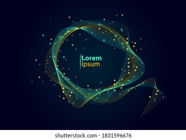 Dynamic abstract liquid flow particles background. Shining abstract particle flow background. Futuristic background with dots combination. Ripple Grid. Abstract Vector Illustration. 3D Technology 