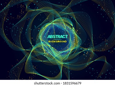 Dynamic abstract liquid flow particles background. Shining abstract particle flow background. Futuristic background with dots combination. Ripple Grid. Abstract Vector Illustration. 3D Technology 