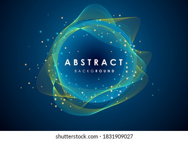 Dynamic abstract liquid flow particles background. Shining abstract particle flow background. Futuristic background with dots combination. Ripple Grid. Abstract Vector Illustration. 3D Technology 