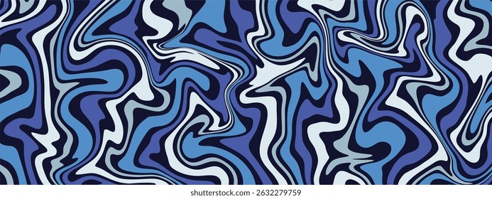 A dynamic, abstract liquid marble texture in shades of blue, white, and grey, creating a swirling, organic pattern.