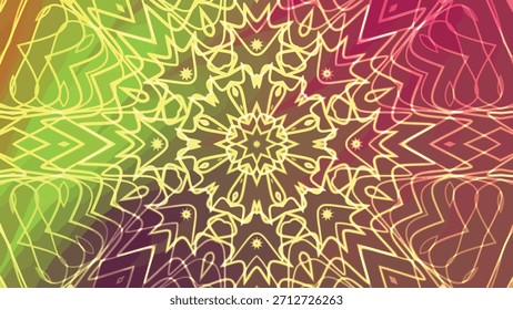 Animación dinámica de mandala Abstractas con vibrantes Colores de neón y patrones geométricos, abstractos giros caleidoscopio A, stock de Regalías.