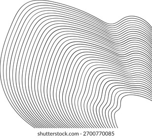 Plano de fundo monocromático abstrato dinâmico com linhas listradas de onda de fluxo horizontal larga.
