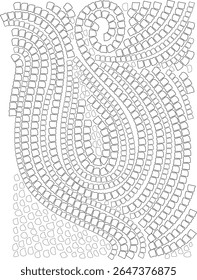 Dynamic Abstract Mosaic Pattern Outline in Monochrome. Elegant and Organic Irregular Tile Shapes Forming a Unique Modern Decorative Background or Design Element Ideal for Digital and Print Projects.