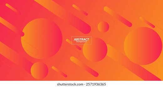 Dynamic abstract orange and pink bubble gradient illustration on geometric background with simple circle pattern. Cool and bright design. Vector Eps10