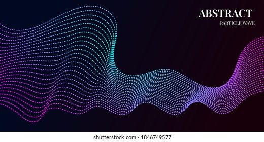 dynamic abstract particle wave background  with purple, and blue gradient colors. Vector illustration