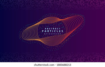 Dynamic abstract particles background with purple overlap layers. Texture with glitters dots element decoration.