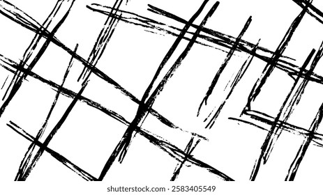 A dynamic abstract pattern featuring bold black lines crossing over a white background, creating a sense of movement and texture.