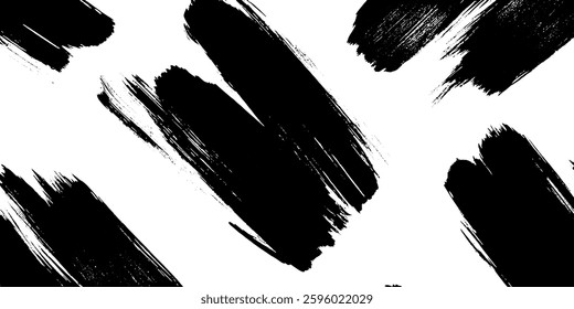 A dynamic abstract pattern featuring bold black brush strokes on a white background, creating a striking contrast and modern artistic feel.