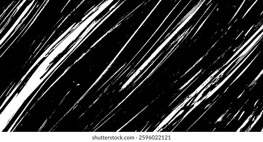 A dynamic abstract pattern featuring bold, diagonal white streaks on a black background, creating a sense of movement and energy.