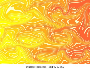 A dynamic abstract pattern featuring fluid, swirling lines of yellow and orange, creating a marbled texture.