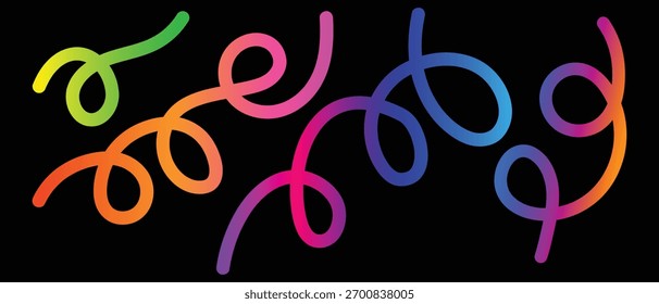 Padrão abstrato dinâmico com várias linhas de fluxo com um espectro de gradiente suave de cores. Ideal para fundos digitais modernos e projetos criativos.