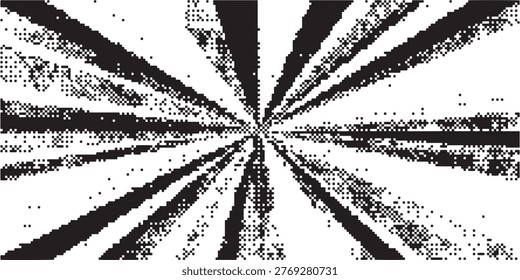 A dynamic abstract pattern featuring radiating lines and a halftone texture, creating a sense of motion and depth.