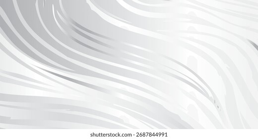 Padrão abstrato dinâmico com linhas curvas suaves, fluindo em branco e cinza claro com gradientes sutis, criando uma textura elegante e moderna.
