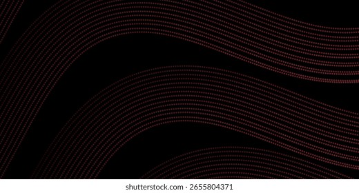 Dynamic Abstract Pattern with Red Dotted Waves on a Black Background. eps10, webiste, banner