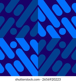 dynamic abstract pattern in varying shades of blue, from deep navy to bright cerulean.The pattern features geometric shapes.