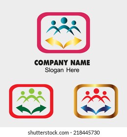 Dynamic abstract person symbol teamwork with arrow
