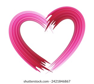 Dynamic abstract pink heart with a brushstroke style, vector art.