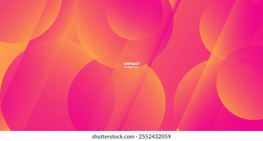 Dynamische abstrakte rosa und gelbe Blasen Farbverlauf Illustration auf geometrischem Hintergrund mit einfachen Kreis und Rechteck Muster. Cool und hell. EPS10