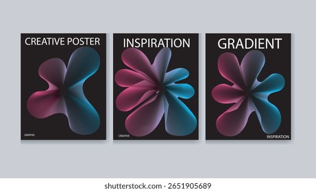  Cartazes abstratos dinâmicos com ondas de linha de gradiente em movimento. Visuais elegantes e vibrantes, perfeitos para eventos de música, mídias sociais, anúncios, banners e capas.