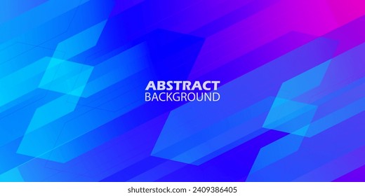 Ilustración de fondo geométrico de gradiente púrpura y azul abstracto dinámico con un patrón simple. Diseño fresco y luminoso. Vector Eps10