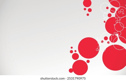 Dynamic Abstract Red Bubbles Background featuring overlapping red circles in various sizes on a light gray backdrop.