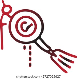 Dynamic Abstract Red Line Art Symbol Featuring a Central Circle and Forked Appendage, Illustrating Concepts of Energy, Connection, and Modern Graphic Identity