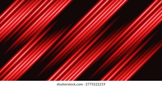Dynamic abstract red speed lines on black background. Powerful futuristic motion blur effect perfect for high-energy tech, automotive, and sports racing designs.