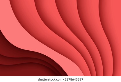 dynamic abstract red wave overlapping layers papercut background. eps10 vector