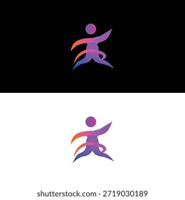 Dynamic abstract running human logo symbolizing fitness, speed, movement and active lifestyle. Suitable for gym, sports, health and fitness brands.